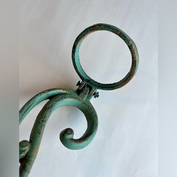 Vintage Metal Teal & Gold Wall Mounted Candle Sconce 11x3x3.5” - Picture 2 of 7